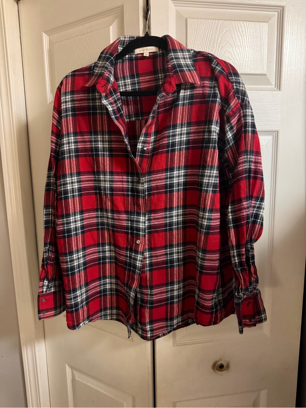 Favorite Daughter Red Plaid Button-Up Shirt size M